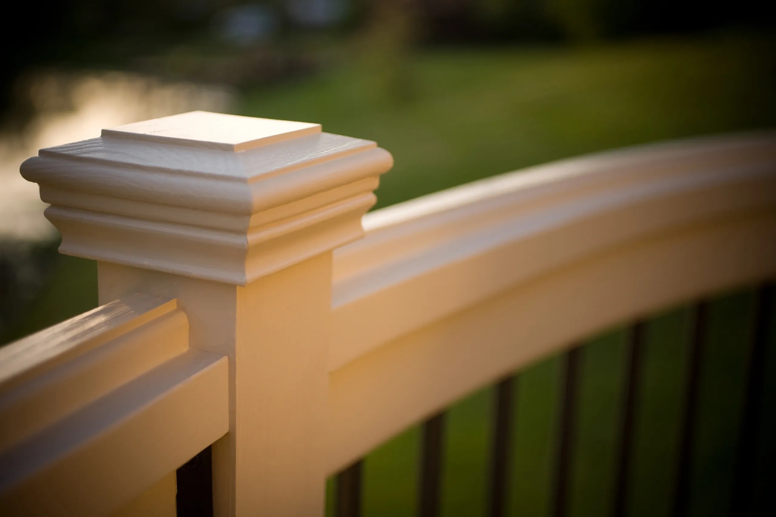 Aluminum powder-coated railing on waterfront deck
